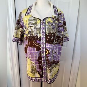 1970s Washington DC Monuments & Landmarks Patterned Shirt